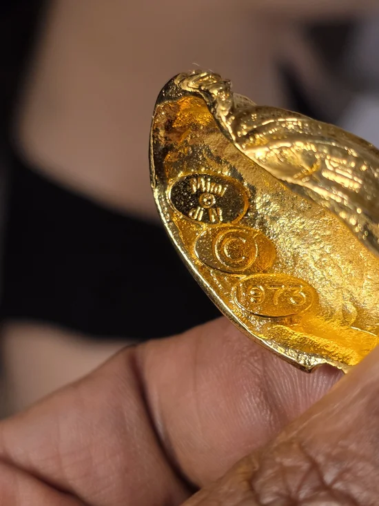 Vintage 1973 Mimi di N Gold Tone Statement Necklace Signed Designer - Picture 5 of 7